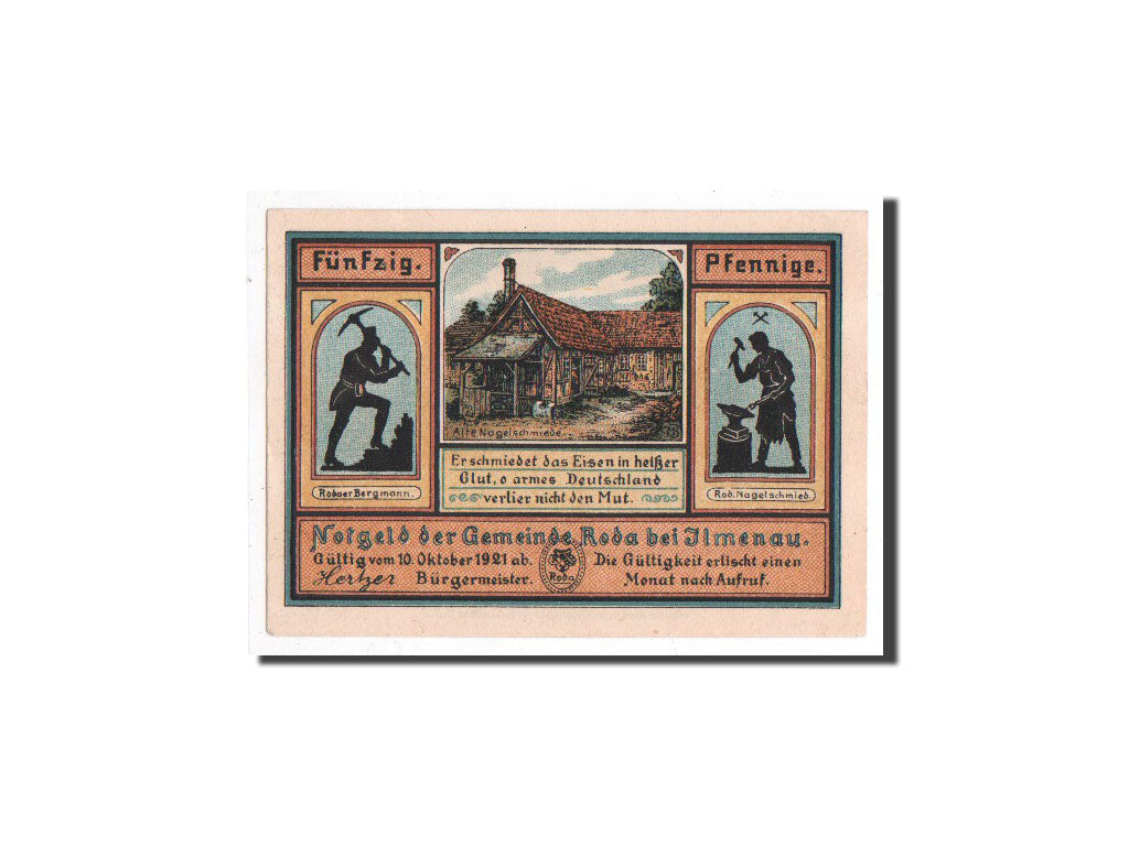 Banknote, Germany, Roda, 50 Pfennig, personnage 1, 1921, 1921-10-10, UNC(65-70)