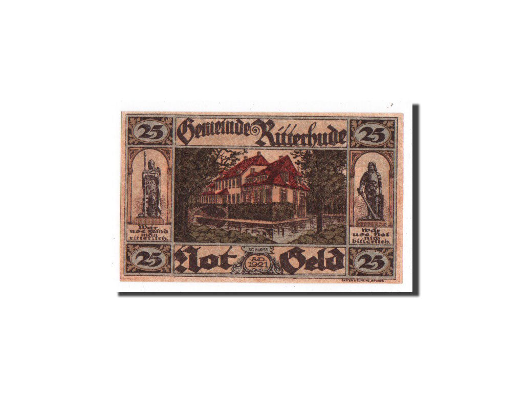 Banknot, Niemcy, Ritterhude, 25 Pfennig, Maison, 1921, Undated, UNC(65-70)
