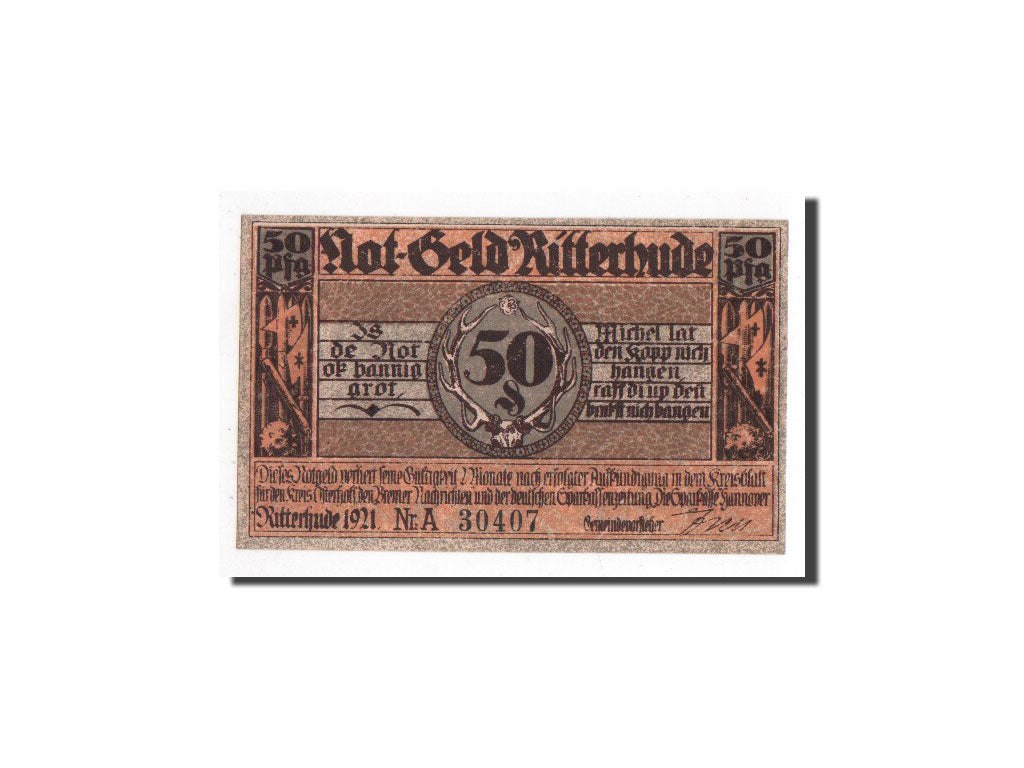 Banknote, Germany, Ritterhude, 50 Pfennig, Maison, 1921, Undated, UNC(65-70)