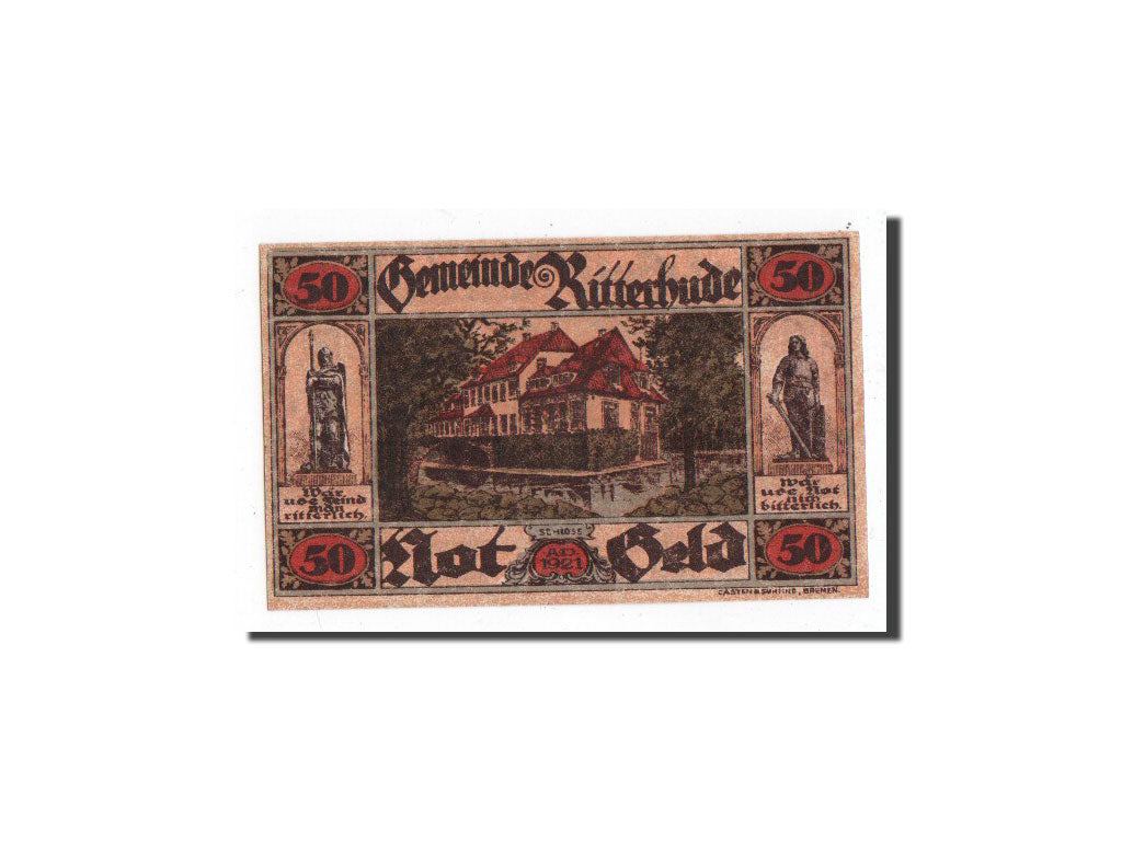 Banknote, Germany, Ritterhude, 50 Pfennig, Maison, 1921, Undated, UNC(65-70)