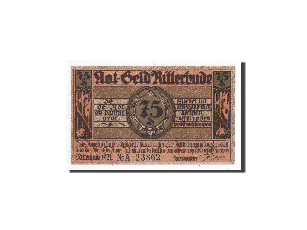 Banknote, Germany, Ritterhude, 75 Pfennig, Maison, 1921, Undated, UNC(65-70)