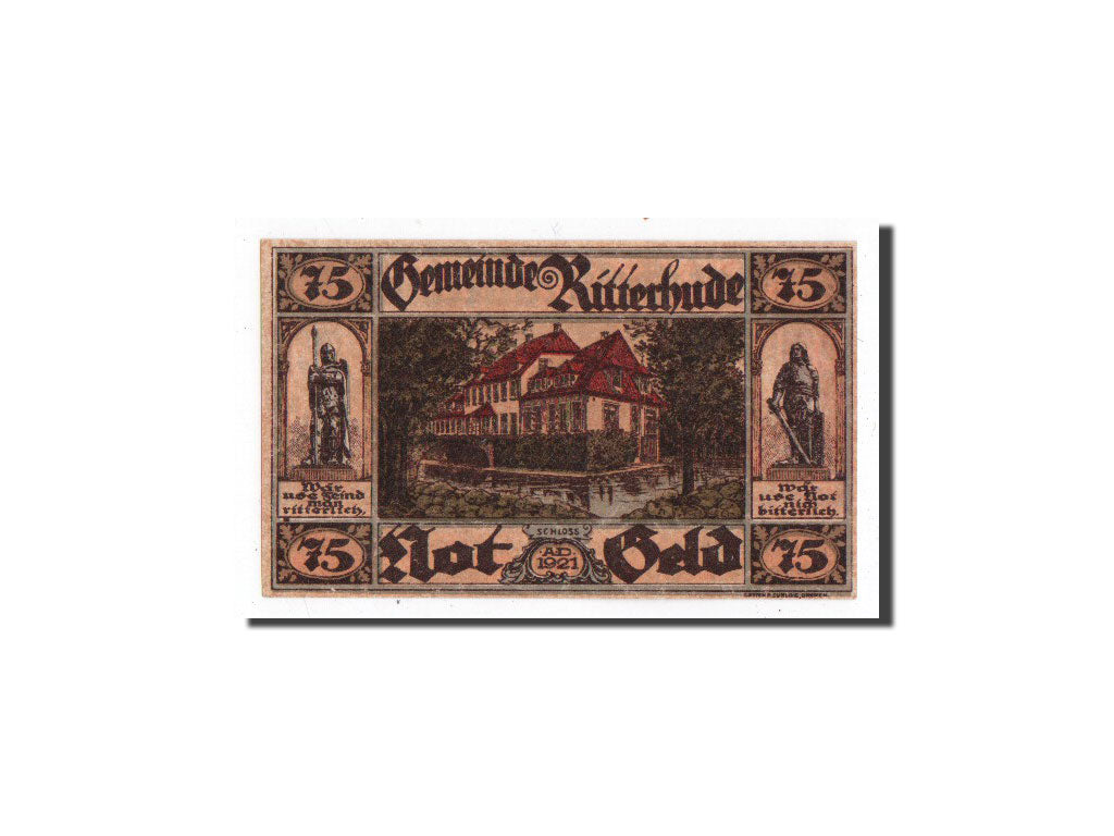 Banknote, Germany, Ritterhude, 75 Pfennig, Maison, 1921, Undated, UNC(65-70)