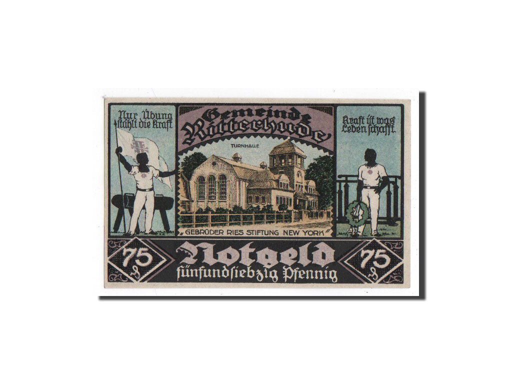 Banknot, Niemcy, Ritterhude, 75 Pfennig, Maison, 1921, 1921-05-15, UNC(65-70)