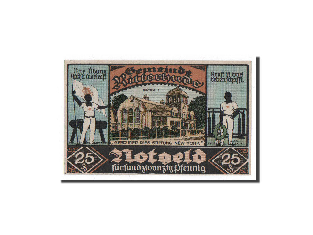 Billet, Allemagne, Ritterhude, 25 Pfennig, Maison, 1921, 1921-05-15, NEUF