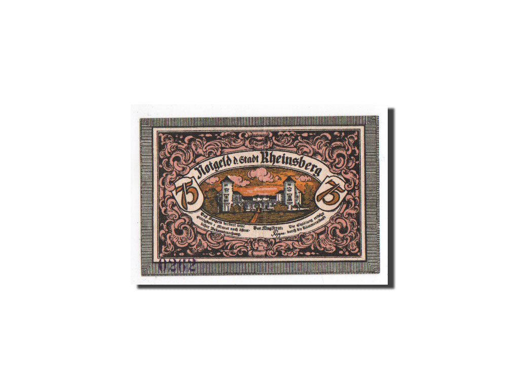 Billet, Allemagne, Rheinsberg, 75 Pfennig, Monument, O.D, Undated, NEUF