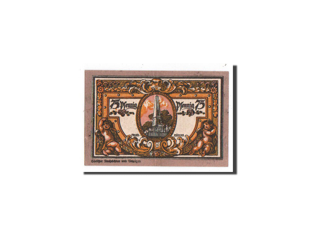 Billet, Allemagne, Rheinsberg, 75 Pfennig, Monument, O.D, Undated, NEUF