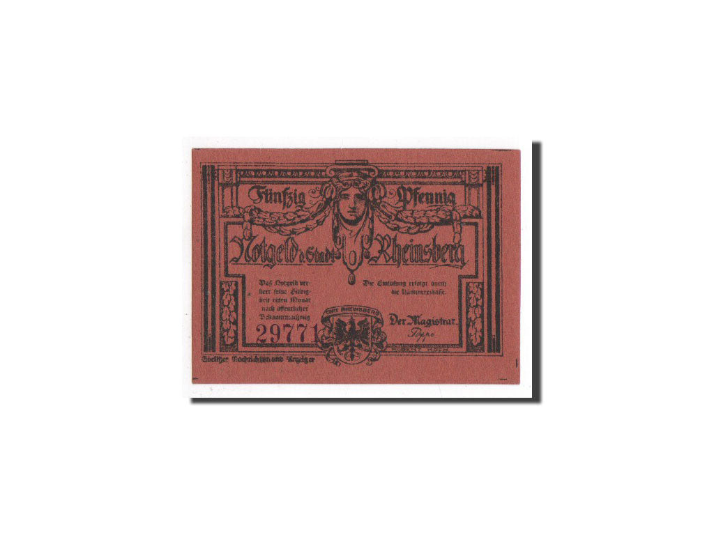 Billet, Allemagne, Rheinsberg, 50 Pfennig, personnage 1, O.D, Undated, NEUF
