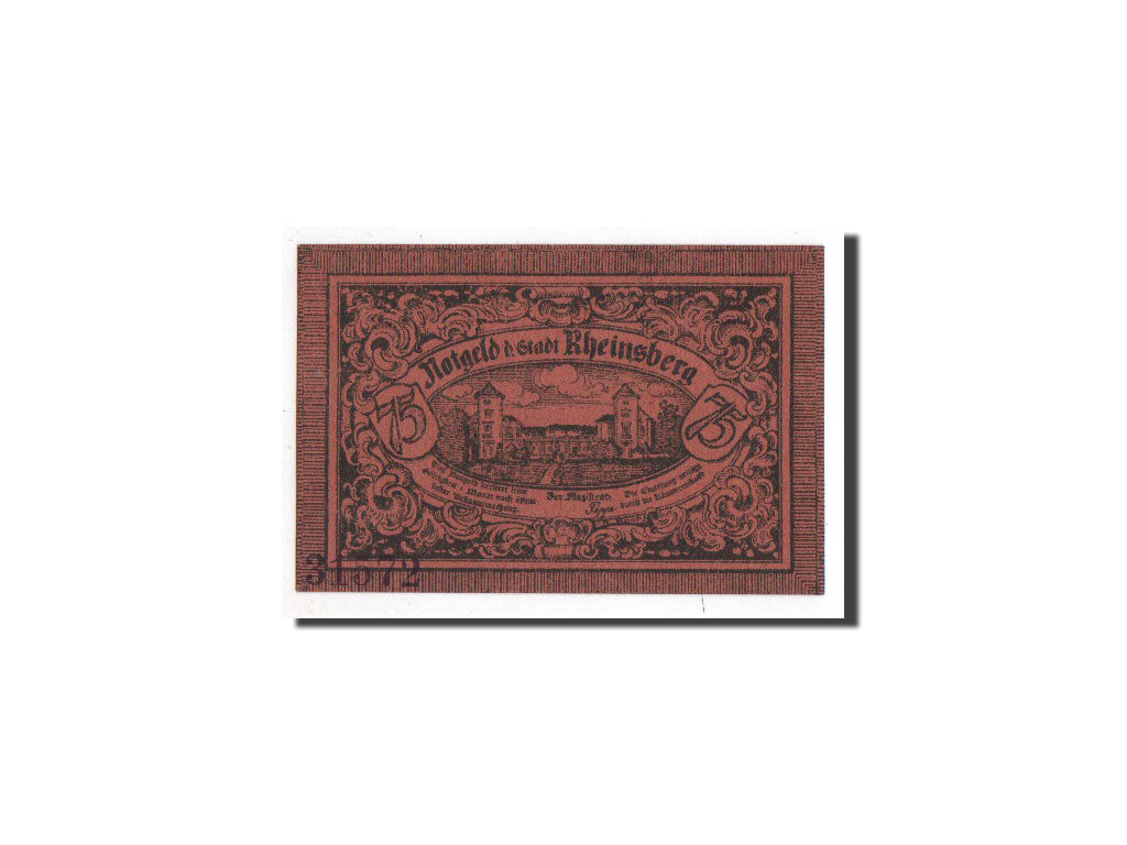 Billet, Allemagne, Rheinsberg, 75 Pfennig, Monument, O.D, Undated, NEUF