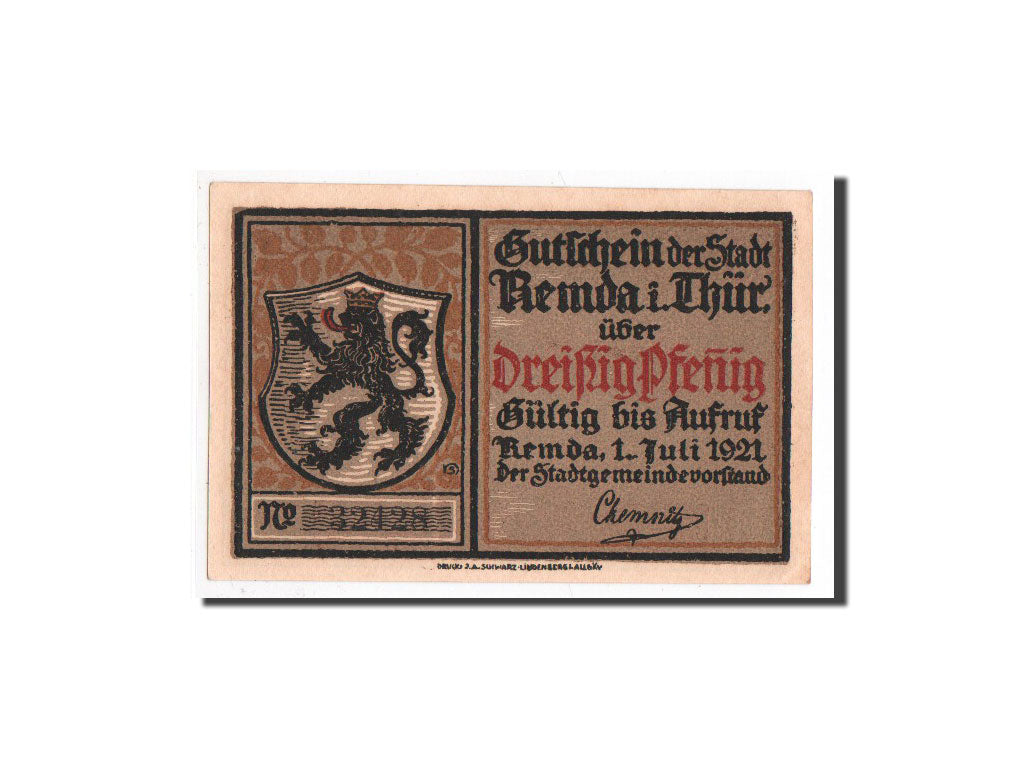 Billet, Allemagne, Remda, 30 Pfennig, paysage, 1921, 1921-07-01, NEUF