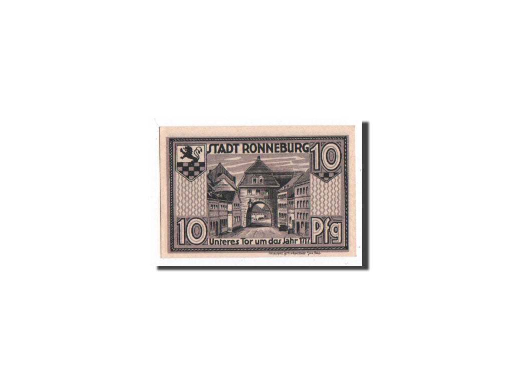 Billet, Allemagne, Ronneburg, 10 Pfennig, Monument, 1921, 1921-05-01, NEUF
