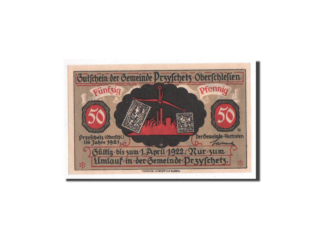 Billet, Allemagne, Przyschetz, 50 Pfennig, personnage, 1921, Undated, NEUF