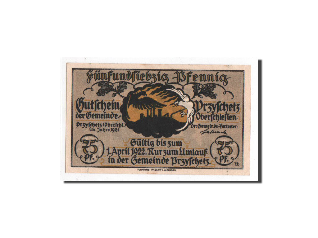 Billet, Allemagne, Przyschetz, 75 Pfennig, personnage, 1921, Undated, NEUF