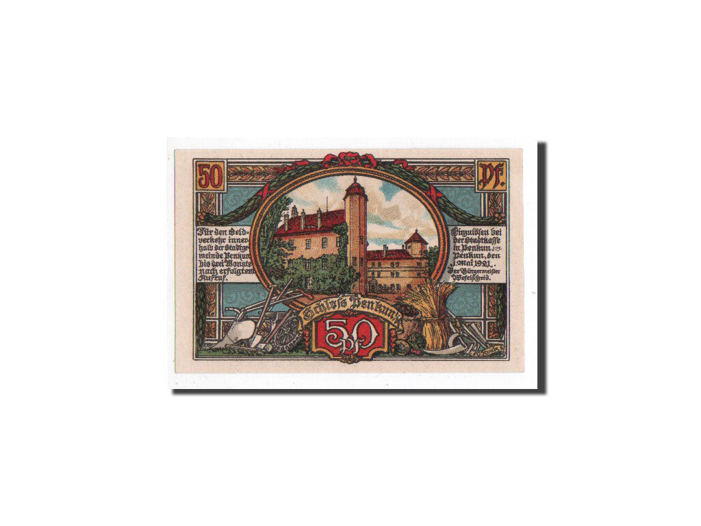 Billete, Alemania, Penkun, 50 Pfennig, paysage, 1921, 1921-05-01, UNC