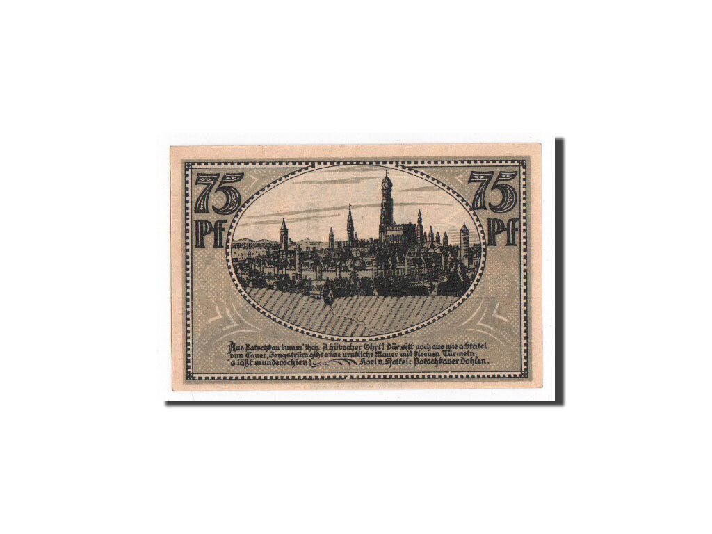 Billete, Alemania, Patschkau, 75 Pfennig, paysage, O.D, Undated, UNC