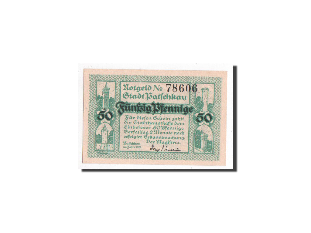 Billete, Alemania, Patschkau, 50 Pfennig, château, 1921, Undated, UNC