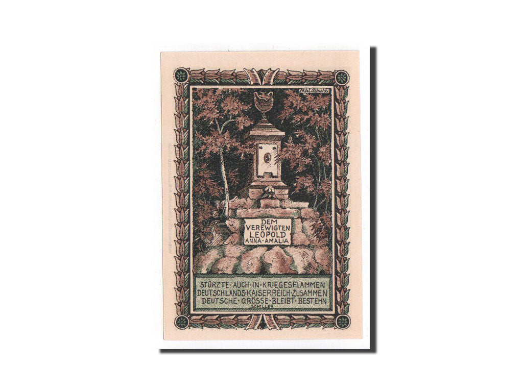 Billet, Allemagne, Tiefurt, 50 Pfennig, Monument, 1921, 1921-08-01, NEUF