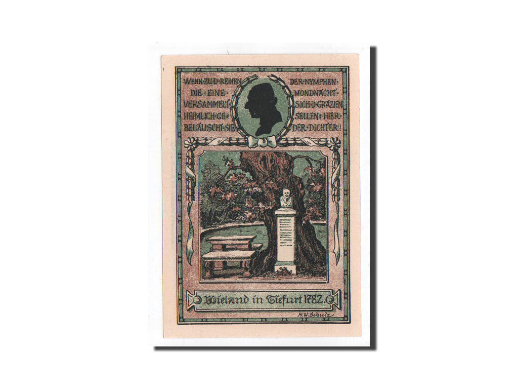 Billet, Allemagne, Tiefurt, 75 Pfennig, Monument, 1921, 1921-08-01, NEUF