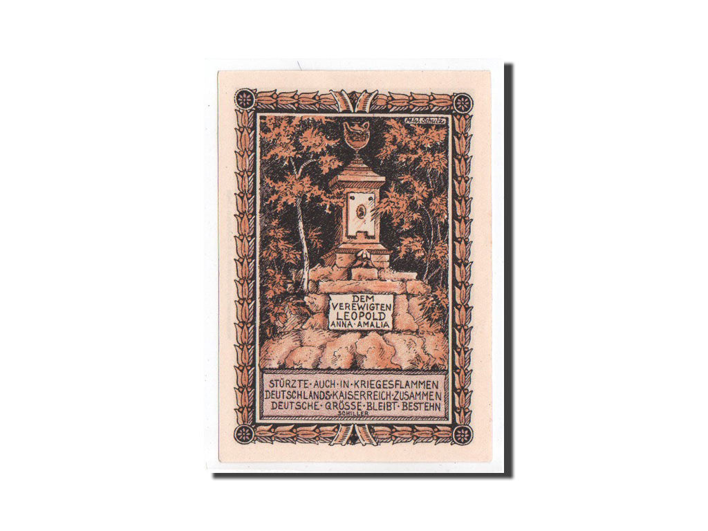 Billet, Allemagne, Tiefurt, 50 Pfennig, Monument, 1921, 1921-08-01, NEUF