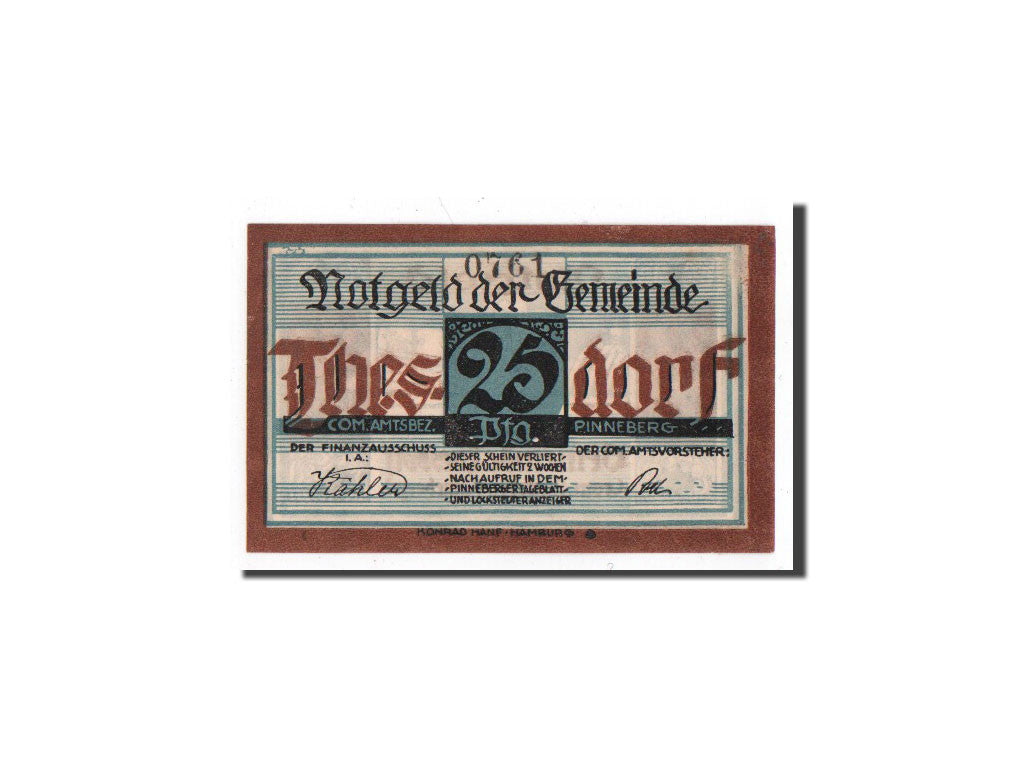 Billet, Allemagne, Thesdorf, 25 Pfennig, paysage, O.D, Undated, NEUF