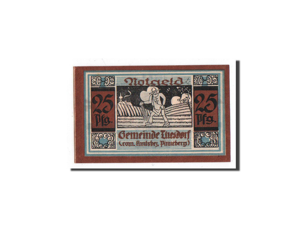 Billet, Allemagne, Thesdorf, 25 Pfennig, paysage, O.D, Undated, NEUF