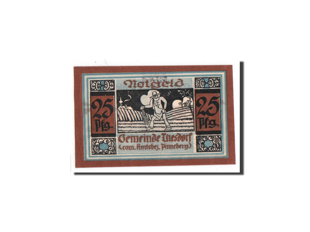 Billet, Allemagne, Thesdorf, 25 Pfennig, paysan, O.D, Undated, NEUF