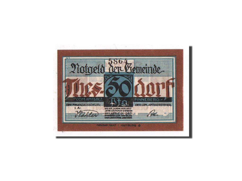 Billet, Allemagne, Thesdorf, 50 Pfennig, paysan 2, O.D, Undated, NEUF