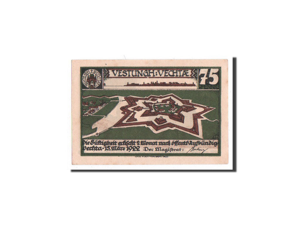 Billet, Allemagne, Vechta, 75 Pfennig, chien, 1922, 1922-03-15, NEUF