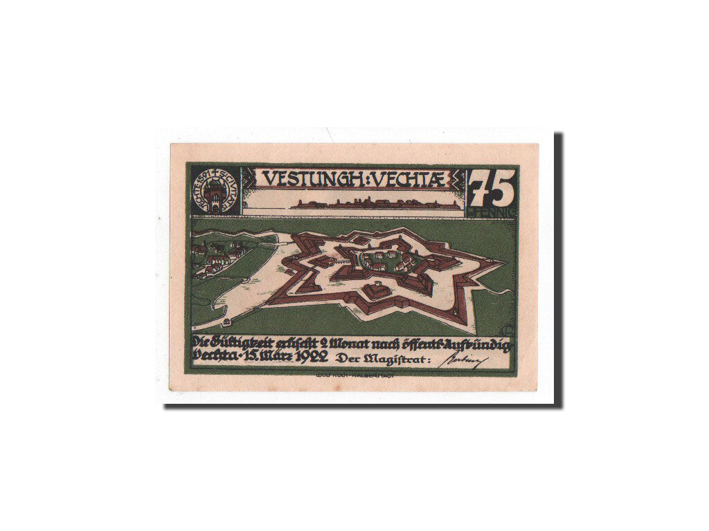 Billet, Allemagne, Vechta, 75 Pfennig, chien 1, 1922, 1922-03-15, NEUF