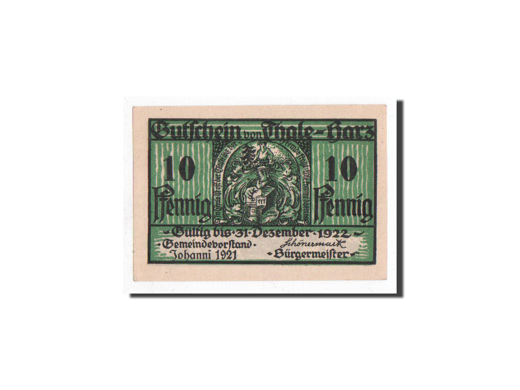 Billet, Allemagne, Thale a.Harz Stadt, 10 Pfennig, paysage, 1921, Undated, NEUF