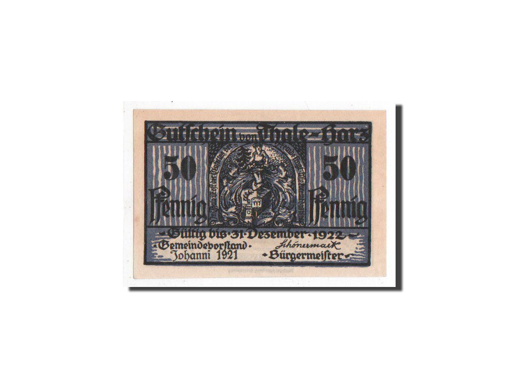 Billet, Allemagne, Thale a.Harz Stadt, 50 Pfennig, Maison, 1921, Undated, NEUF