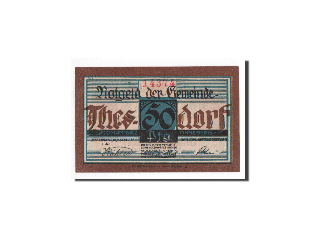 Billet, Allemagne, Thesdorf, 50 Pfennig, paysan, O.D, Undated, NEUF, Mehl:1321.2