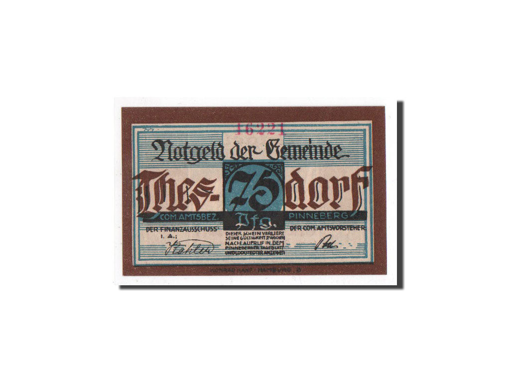 Banknote, Germany, Thesdorf, 75 Pfennig, paysan, O.D, Undated, UNC(65-70)