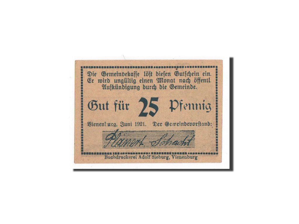 Billet, Allemagne, Vienenburg am Harz, 25 Pfennig, personnage, 1921, Undated