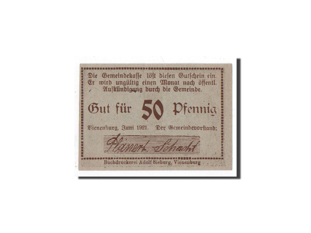 Billet, Allemagne, Vienenburg am Harz, 50 Pfennig, personnage, 1921, Undated