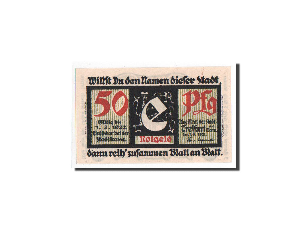Banknote, Germany, Treffurt, 50 Pfennig, Maison, 1921, 1921-06-01, UNC(65-70)