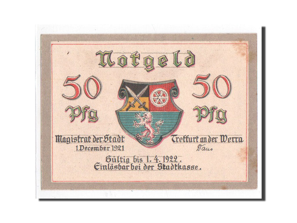 Biljet, Duitsland, Treffurt, 50 Pfennig, paysage, 1921, 1921-12-01, NIEUW