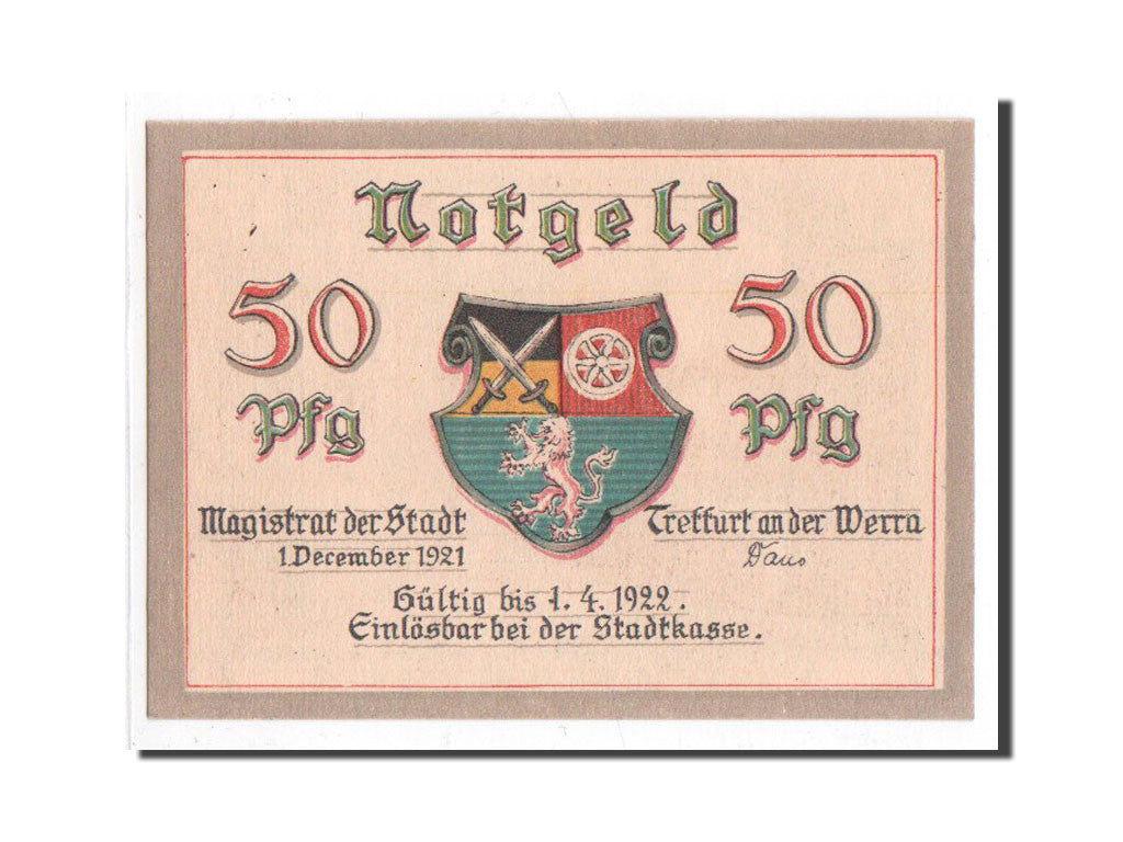 Banknote, Germany, Treffurt, 50 Pfennig, château, 1921, 1921-12-01, UNC(65-70)