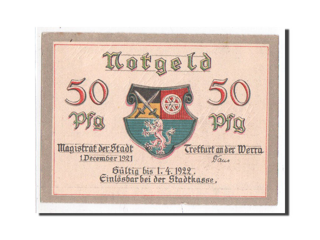 Biljet, Duitsland, Treffurt, 50 Pfennig, paysage 1, 1921, 1921-12-01, NIEUW