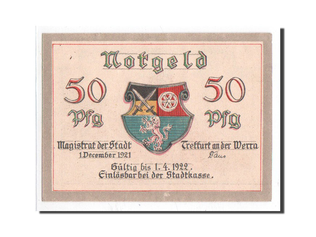 Biljet, Duitsland, Treffurt, 50 Pfennig, chateau 1, 1921, 1921-12-01, NIEUW