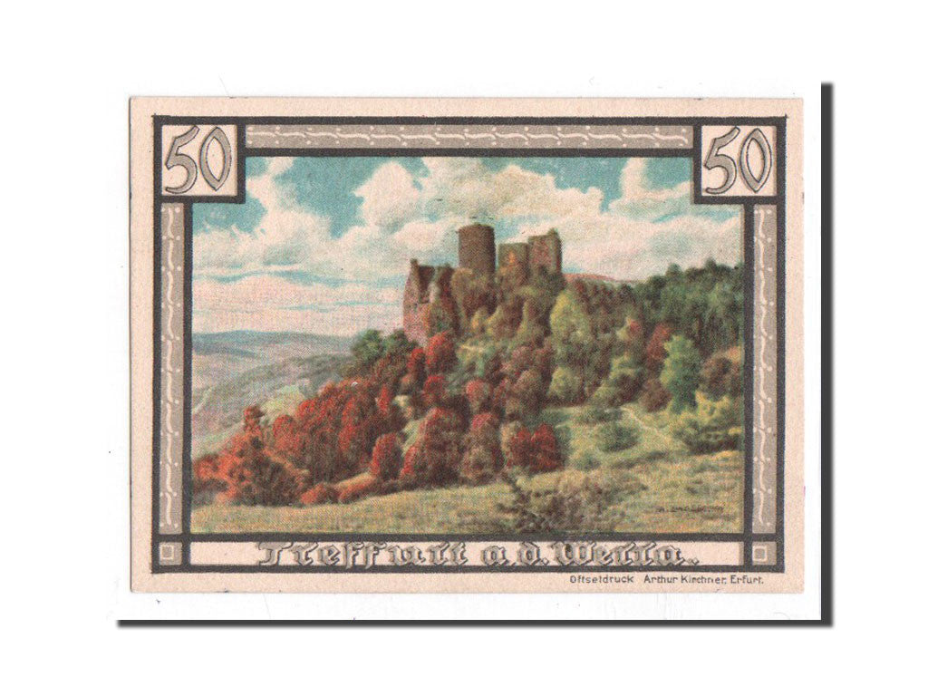 Biljet, Duitsland, Treffurt, 50 Pfennig, chateau 1, 1921, 1921-12-01, NIEUW