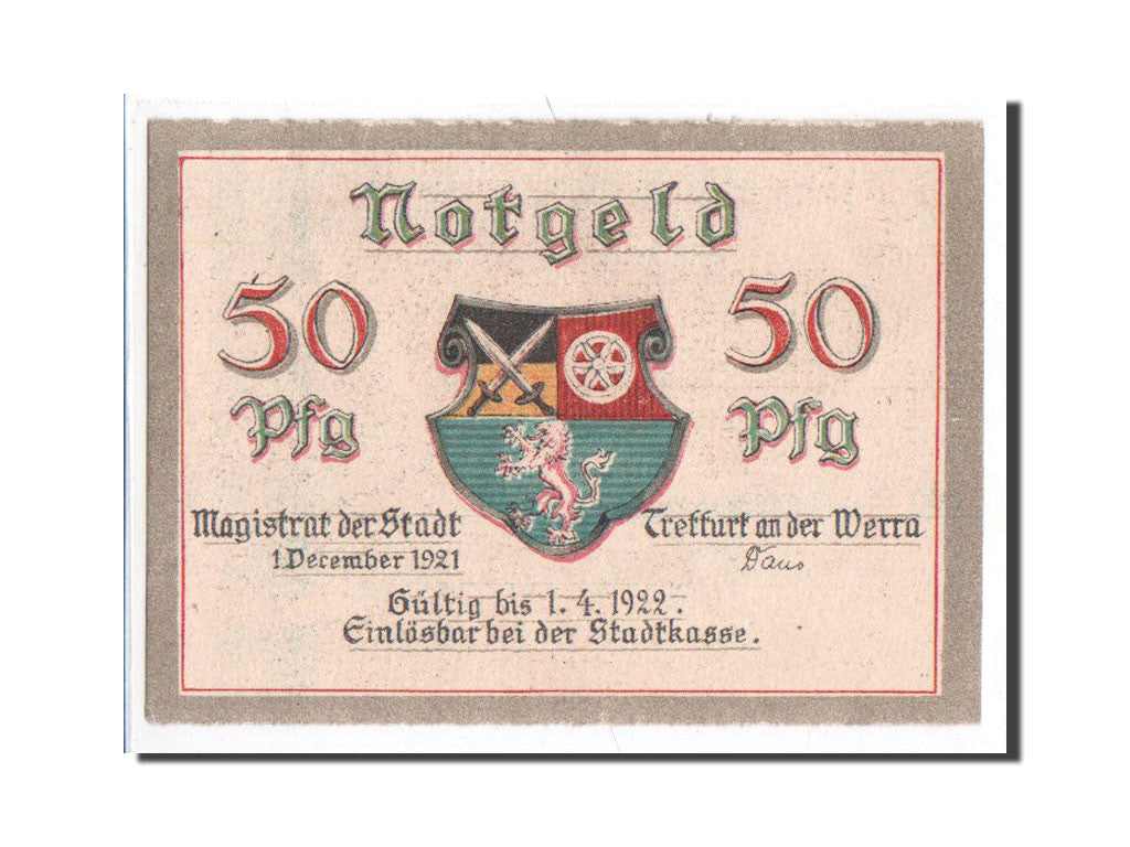 Billet, Allemagne, Treffurt, 50 Pfennig, chateau 2, 1921, 1921-12-01, NEUF