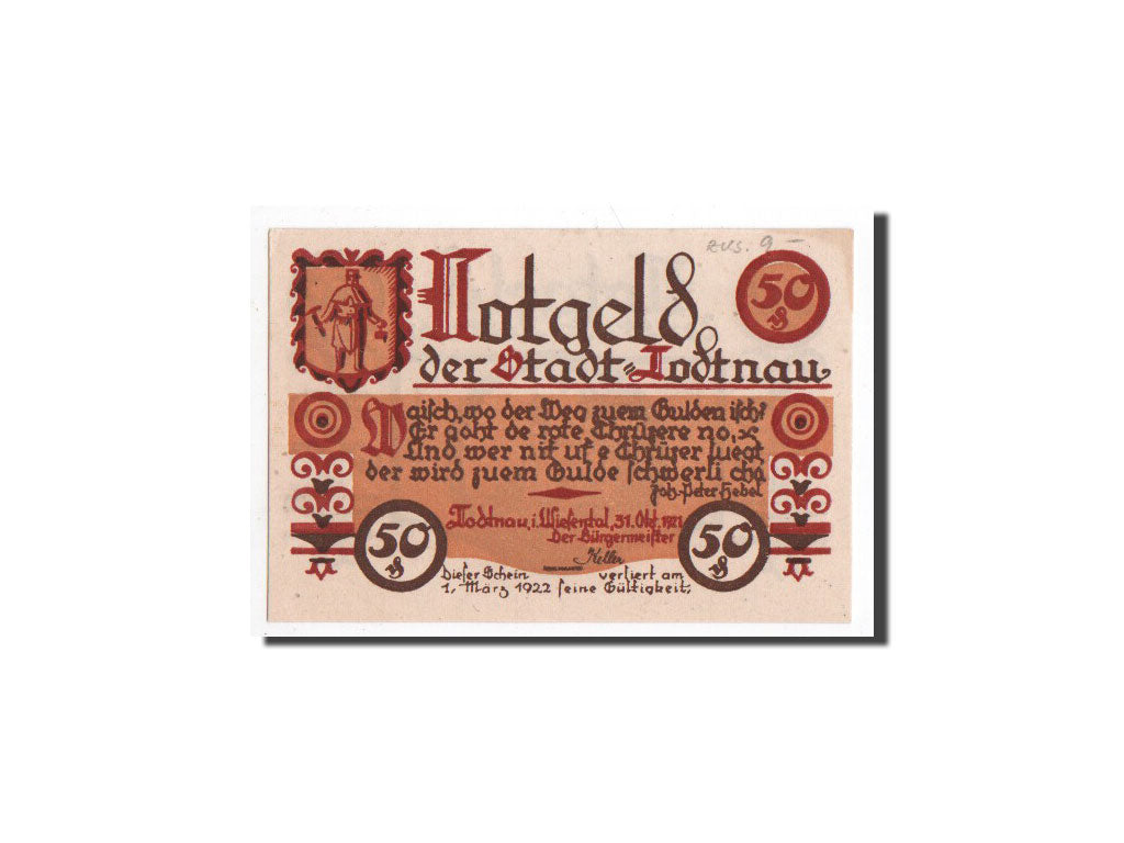 Billet, Allemagne, Todtnau, 50 Pfennig, château, 1921, 1921-10-31, NEUF
