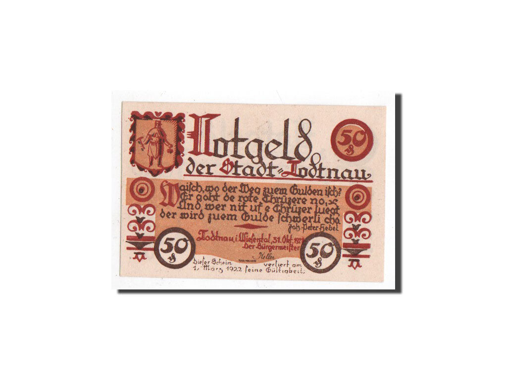 Banknote, Germany, Todtnau, 50 Pfennig, cascade, 1921, 1921-10-31, UNC(65-70)