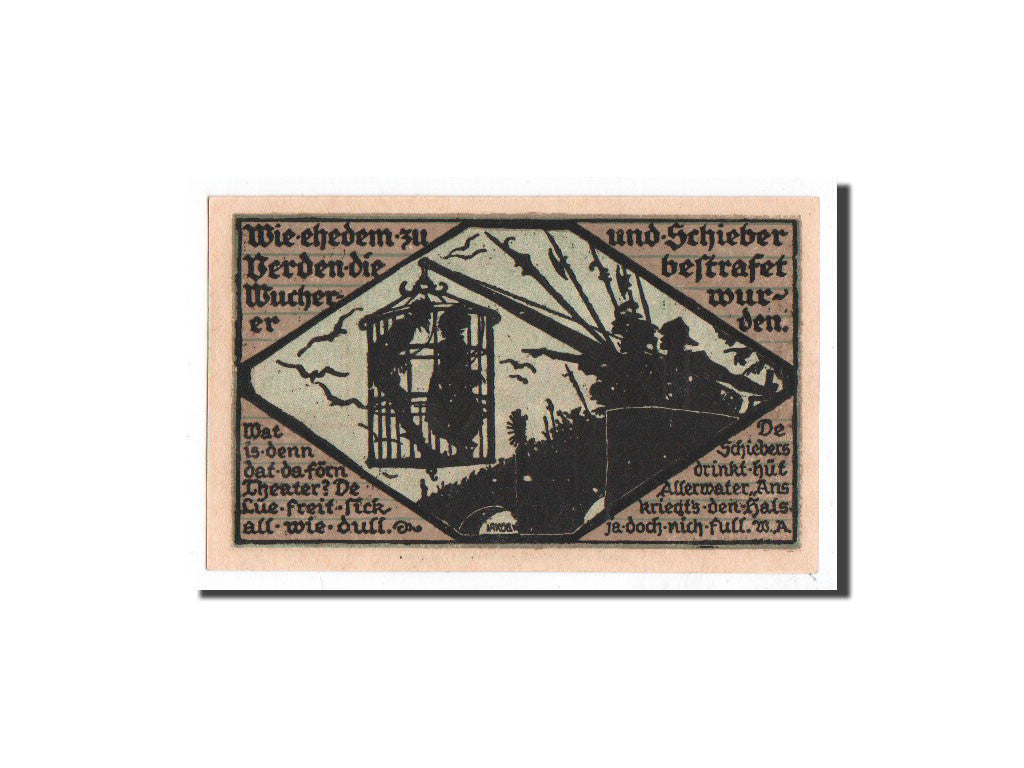 Banknote, Germany, Verden a.d Aller, 50 Pfennig, personnage, 1921, 1921-12-01