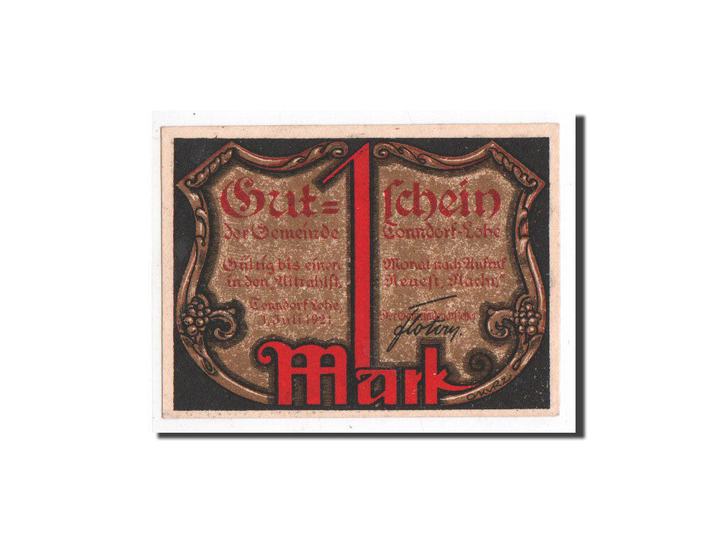 Banknote, Germany, Tonndorf, 1 Mark, personnage 1, 1921, 1921-07-01, UNC(65-70)