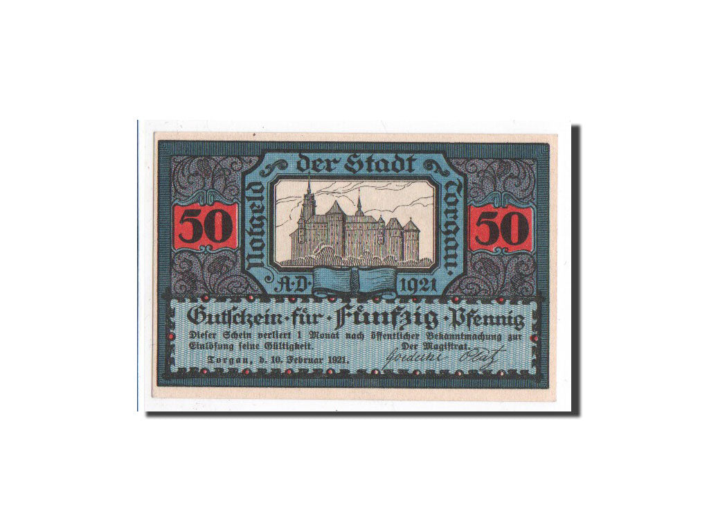 Billet, Allemagne, Torgau, 50 Pfennig, chevalier, 1921, 1921-02-10, NEUF