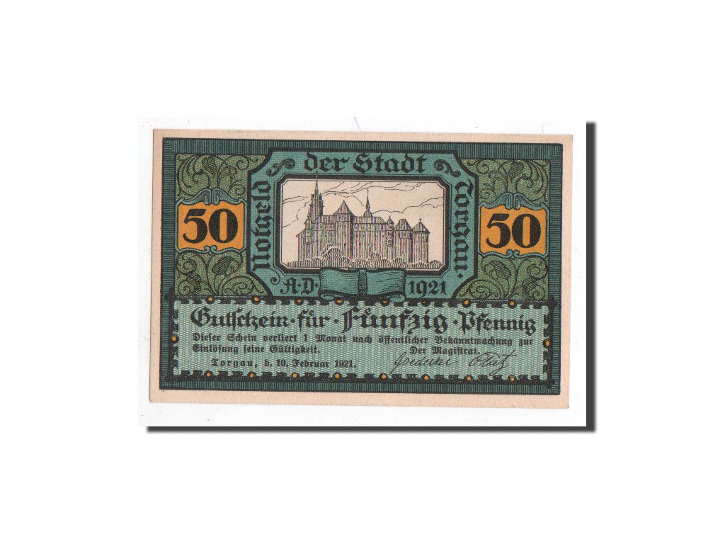 Billet, Allemagne, Torgau, 50 Pfennig, chevalier, 1921, 1921-02-10, NEUF