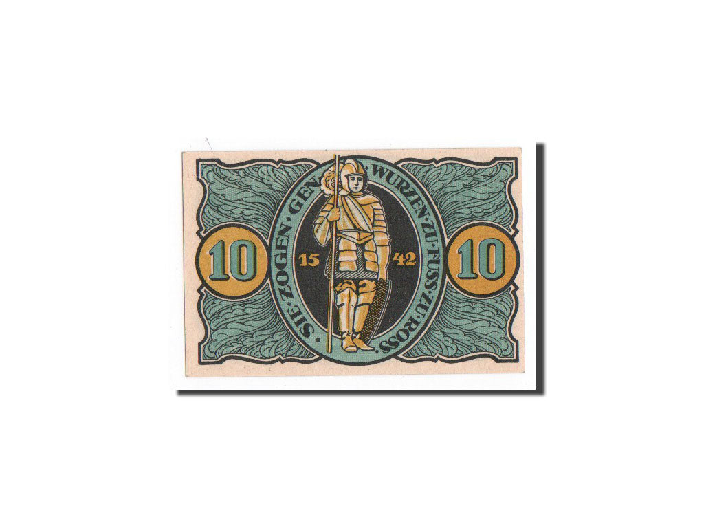 Banknote, Germany, Torgau, 10 Pfennig, chevalier, 1921, 1921-02-10, UNC(65-70)