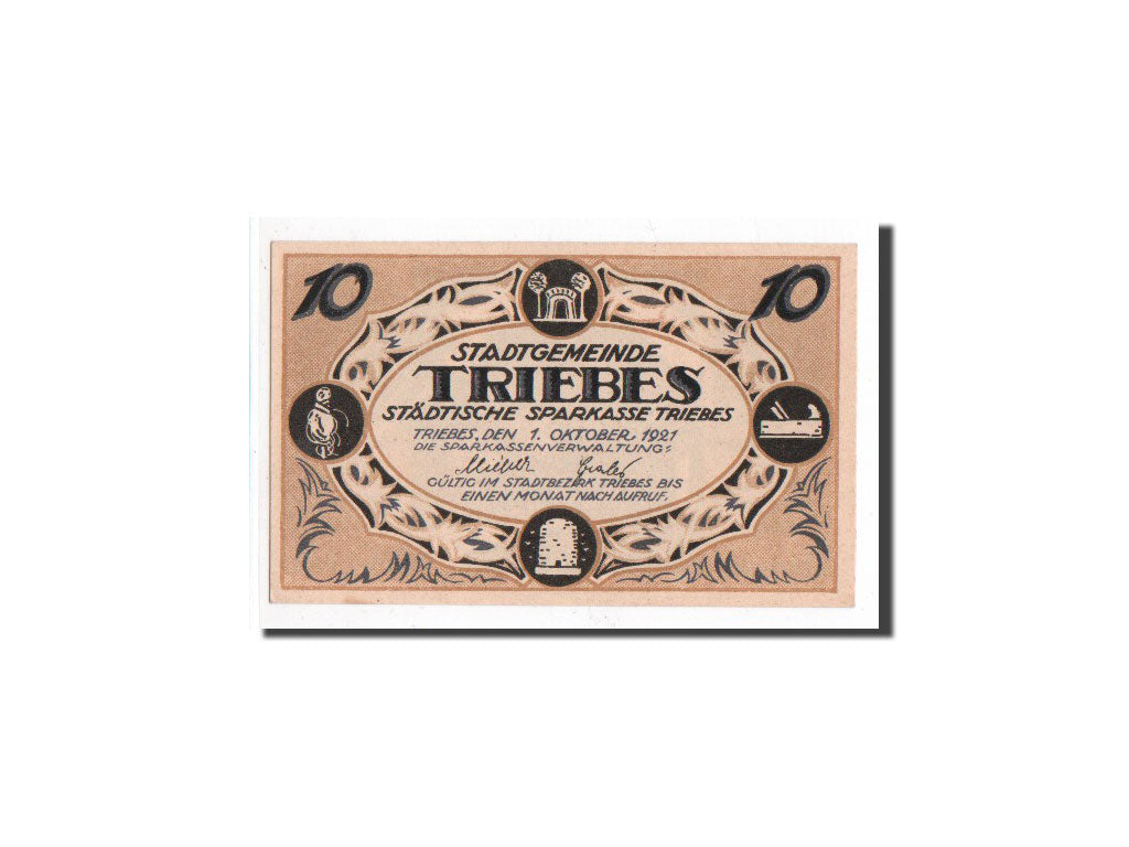 Banknote, Germany, Triebes, 10 Pfennig, Maison, 1921, 1921-10-01, UNC(65-70)