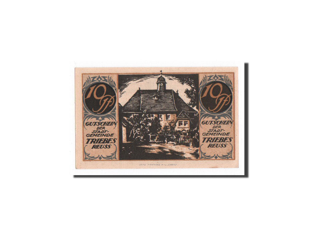 Banknote, Germany, Triebes, 10 Pfennig, Maison, 1921, 1921-10-01, UNC(65-70)